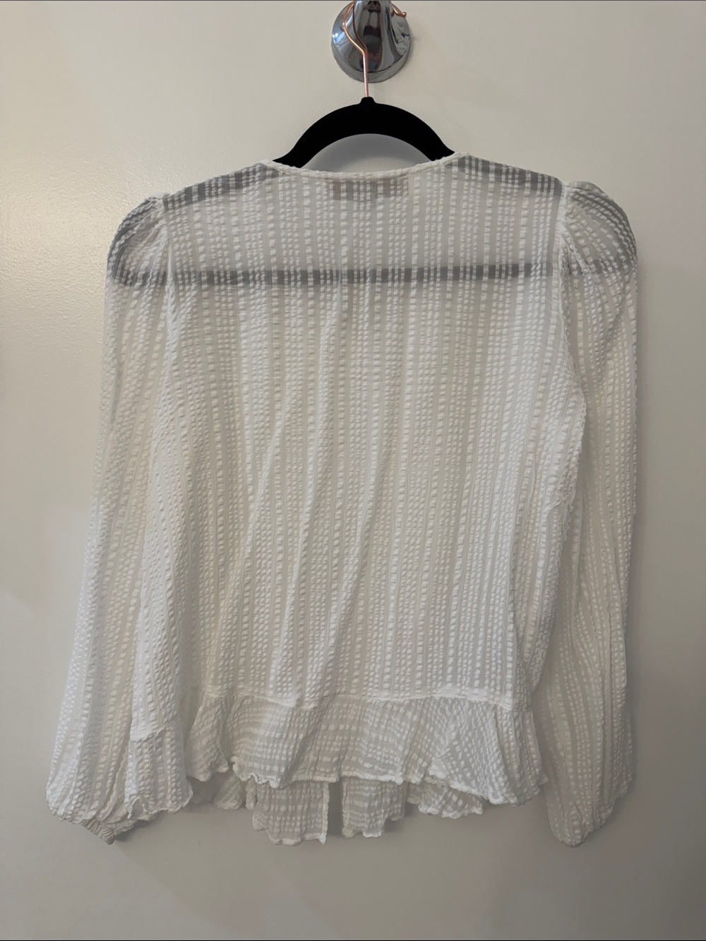 LOFT White Ruffle-Trim Button Front Blouse - Picture 3 of 3